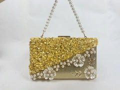 Luxury Appliques Beading Pearl Flower Hasp Clutch Evening Handbags Mssza