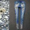 Luxury Beaded Embroidered Flares Diamond Skinny Denim Jeans Mssza