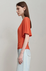 Luxury Boat Neck Asymmetric Short Sleeve Tee Minimalist Slim Fit T-Shirt Mssza