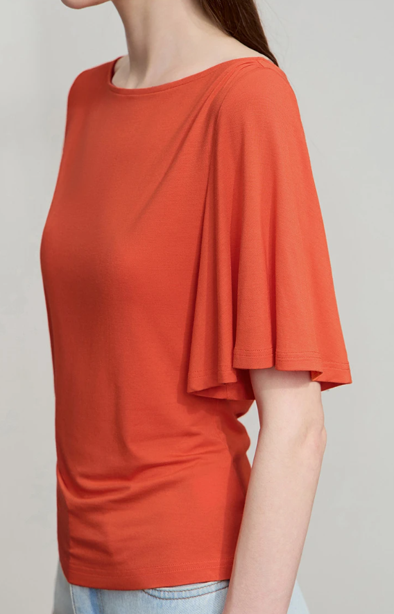 Luxury Boat Neck Asymmetric Short Sleeve Tee Minimalist Slim Fit T-Shirt Mssza
