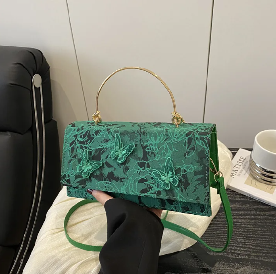 Luxury Brand  Butterfly Embroidery Baguette Messenger Shoulder Crossbody Bags Mssza