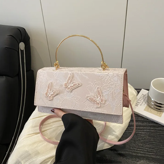 Luxury Brand  Butterfly Embroidery Baguette Messenger Shoulder Crossbody Bags Mssza