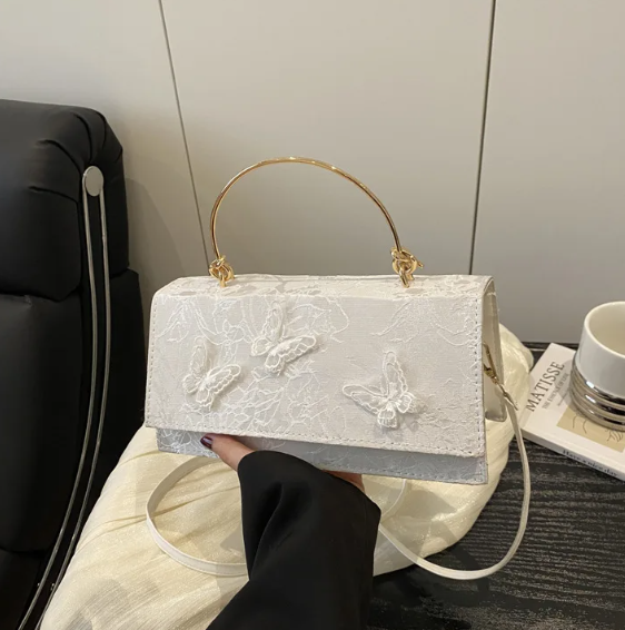 Luxury Brand  Butterfly Embroidery Baguette Messenger Shoulder Crossbody Bags Mssza