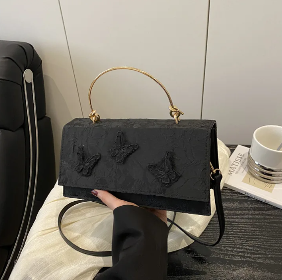 Luxury Brand  Butterfly Embroidery Baguette Messenger Shoulder Crossbody Bags Mssza