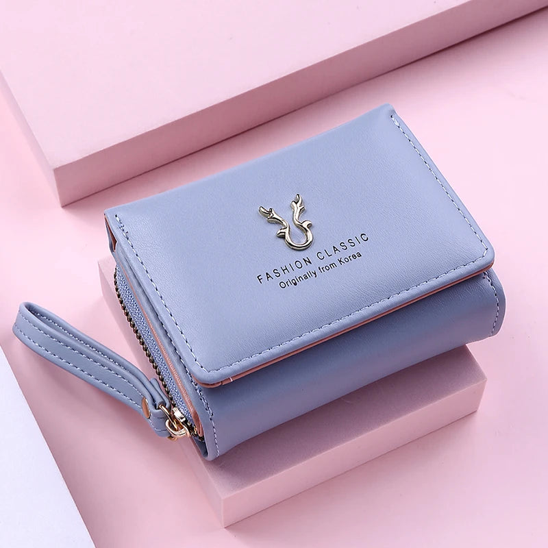 Luxury Brand Card Holder With Coin Purse PU Leather Hasp Mini Clutch Short Small Wallet Mssza