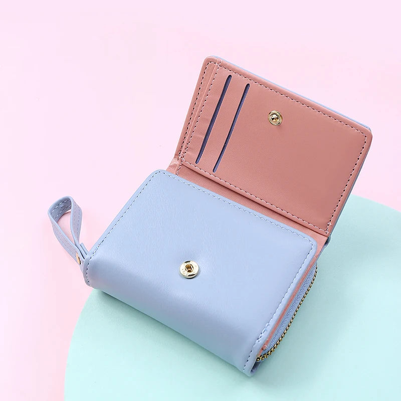 Luxury Brand Card Holder With Coin Purse PU Leather Hasp Mini Clutch Short Small Wallet Mssza