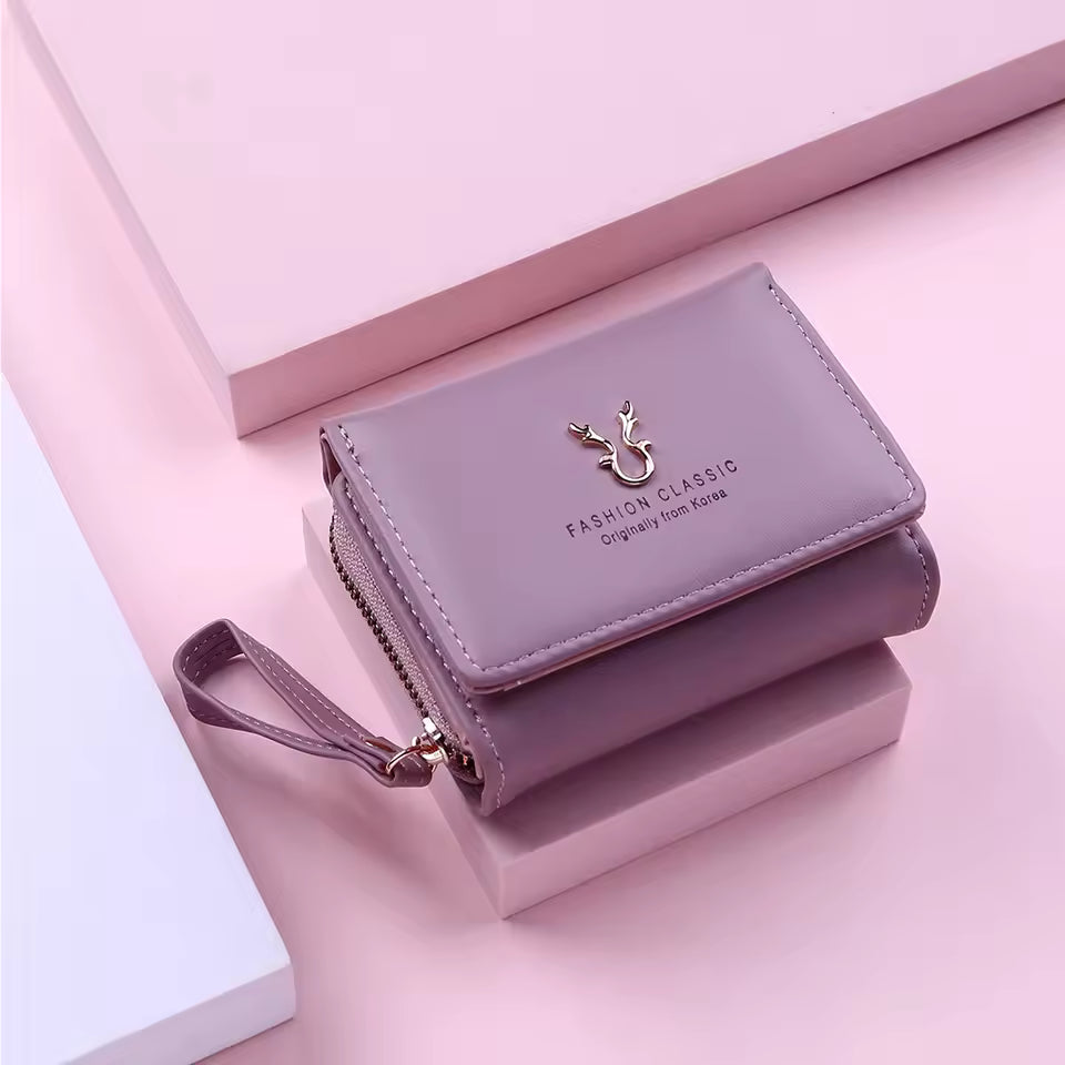 Luxury Brand Card Holder With Coin Purse PU Leather Hasp Mini Clutch Short Small Wallet Mssza