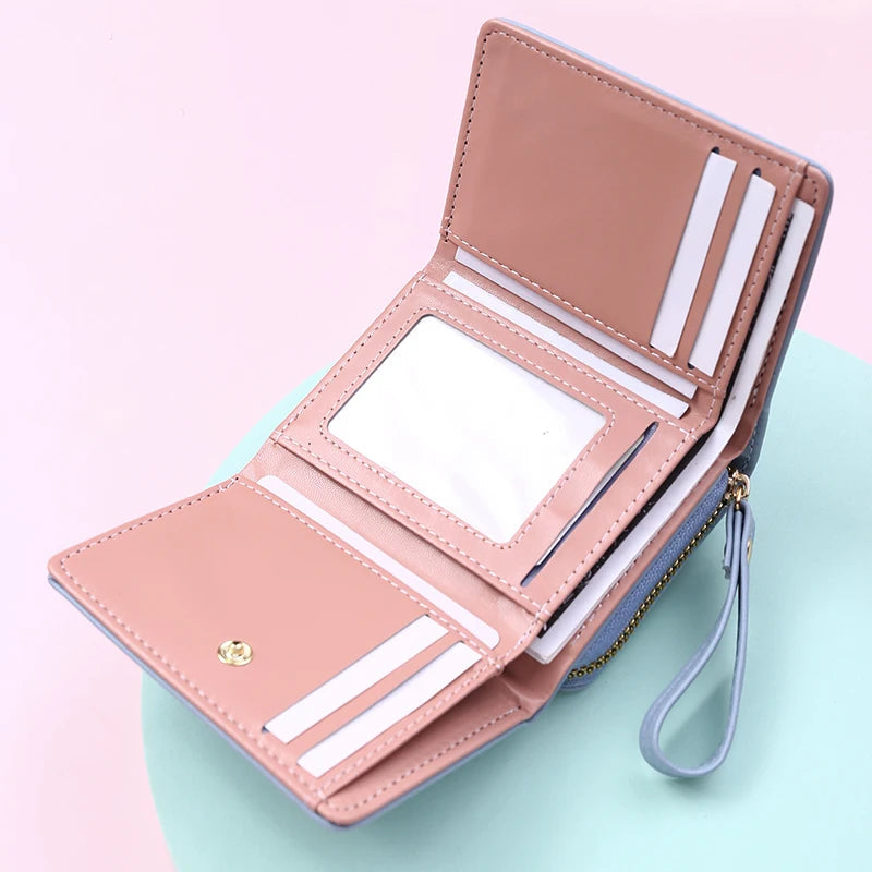 Luxury Brand Card Holder With Coin Purse PU Leather Hasp Mini Clutch Short Small Wallet Mssza