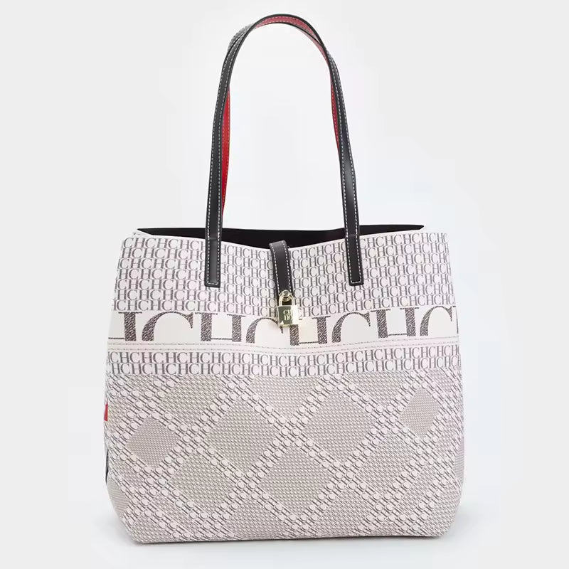 Luxury Brand Design Letter Print Diamond Pattern with Lock Bucket Tote Handbags Mssza
