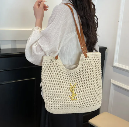 Luxury Brand Design High-quality Straw Woven Vacation Tote Bag Single-Shoulder Bag Mssza