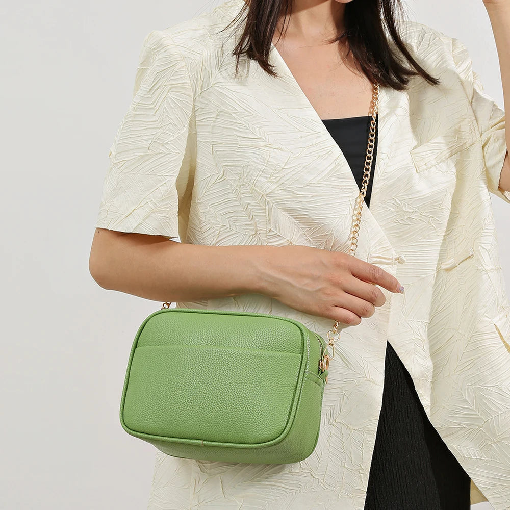 Luxury Brand Leather Designer Solid Color Versatile Messenger Shoulder Tote Bags Mssza