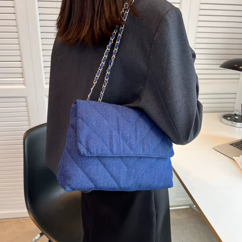 Luxury Chain Quilted Tote Crossbody Jeans Denim Bags Mssza