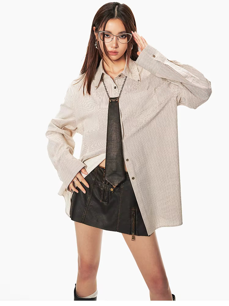 Luxury Cool Distressed Brown Pu Leather Shorts Low Waist Short Mini Skirt Mssza