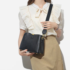 Luxury Cow Leather 3 Layer Small Bucket Genuine Leather Shoulder Crossbody Bag Mssza