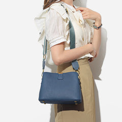 Luxury Cow Leather 3 Layer Small Bucket Genuine Leather Shoulder Crossbody Bag Mssza