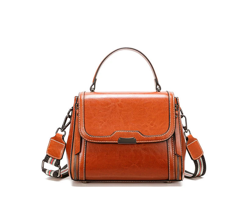 Luxury Cowhide Genuine Leather High Quality Vintage Shoulder Crossbody Tote Bag Mssza