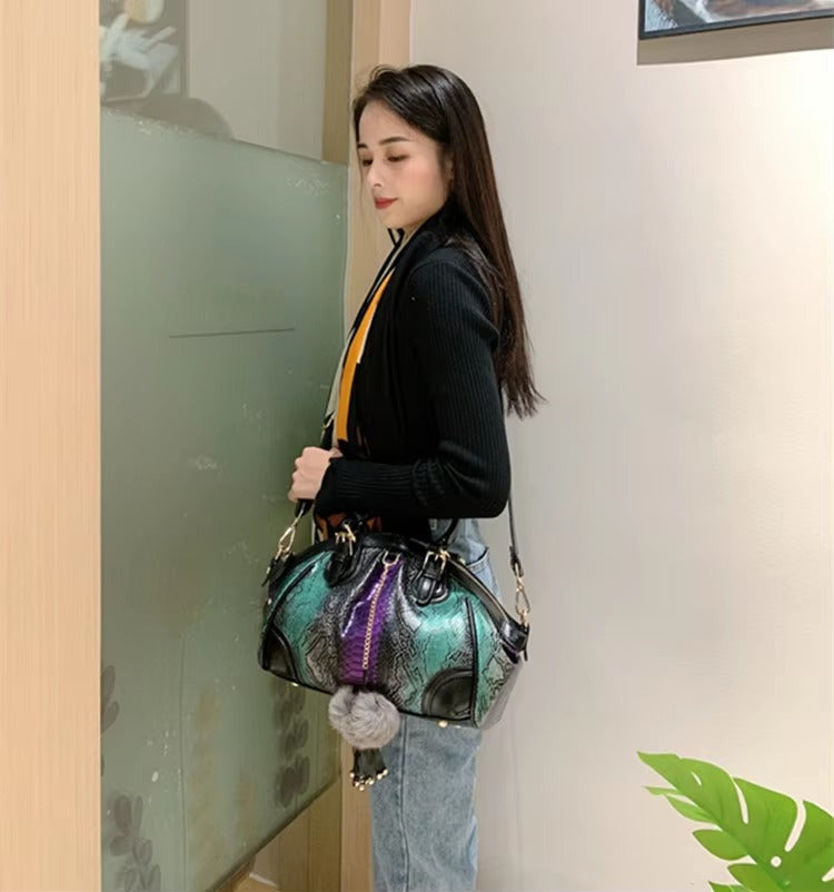 Luxury Cowhide Leather tassel Serpentine Dumpling portable Tote shoulder messenger bags Mssza