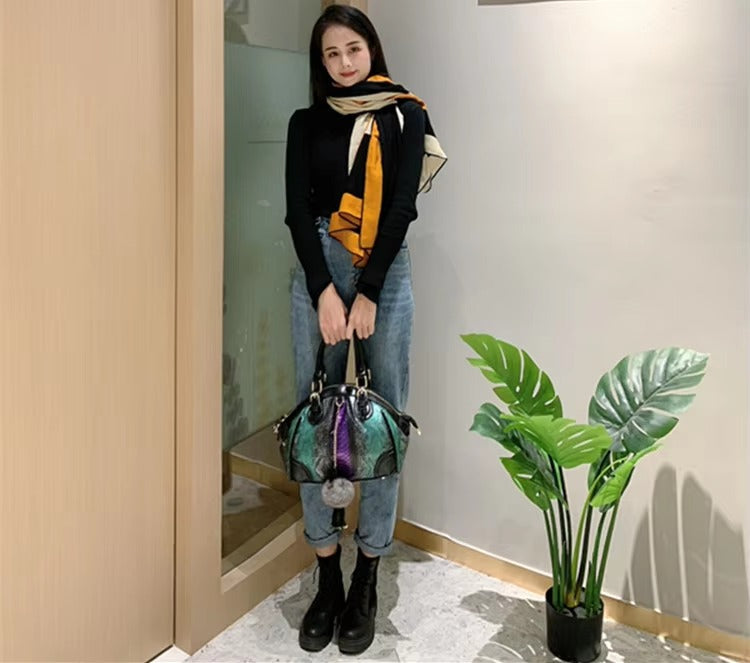 Luxury Cowhide Leather tassel Serpentine Dumpling portable Tote shoulder messenger bags Mssza