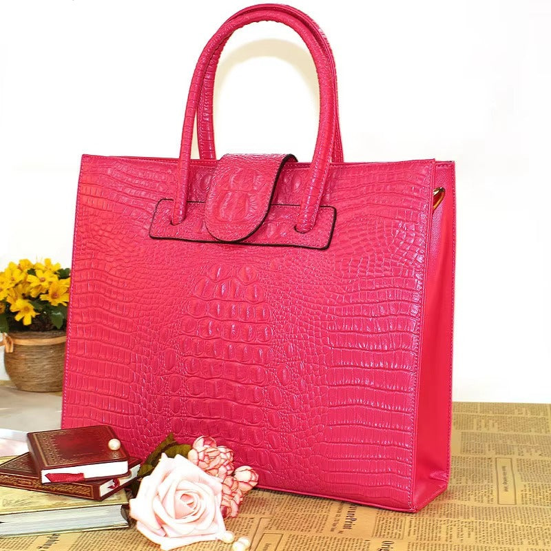 Luxury Crocodile Pattern Zipper Leather OL Handbags Mssza