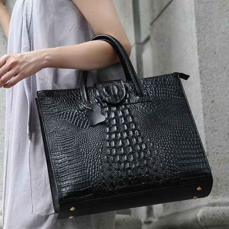 Luxury Crocodile Pattern Zipper Leather OL Handbags Mssza