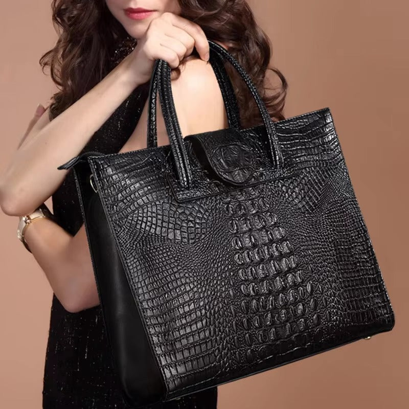 Luxury Crocodile Pattern Zipper Leather OL Handbags Mssza