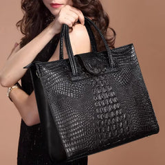 Luxury Crocodile Pattern Zipper Leather OL Handbags Mssza