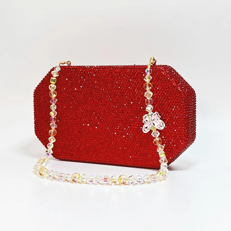 Luxury Crystal Chain Rhinestone Butterfly Chain Wedding Party Christmas Clutch Evening Bag Handbag Mssza