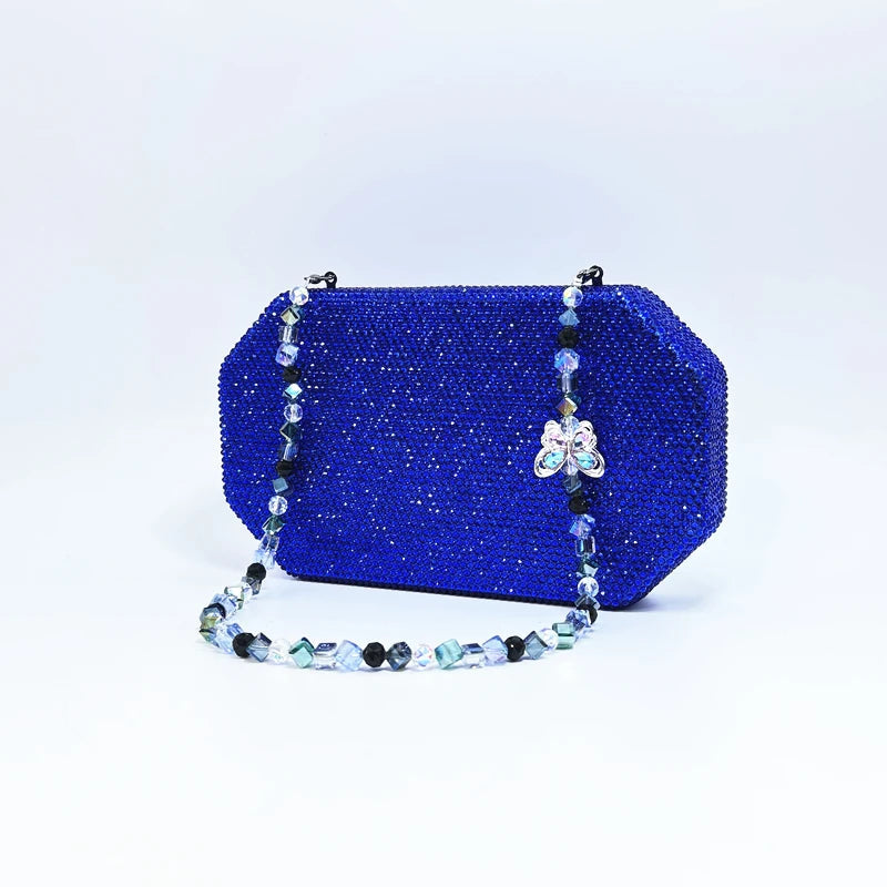 Luxury Crystal Chain Rhinestone Butterfly Chain Wedding Party Christmas Clutch Evening Bag Handbag Mssza