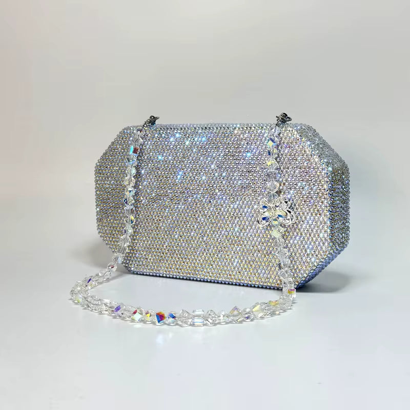 Luxury Crystal Rhinestone Butterfly Chain Wedding Party Christmas Clutch Evening Bag Mssza