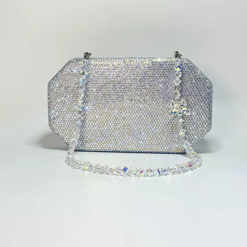 Luxury Crystal Rhinestone Butterfly Chain Wedding Party Christmas Clutch Evening Bag Mssza