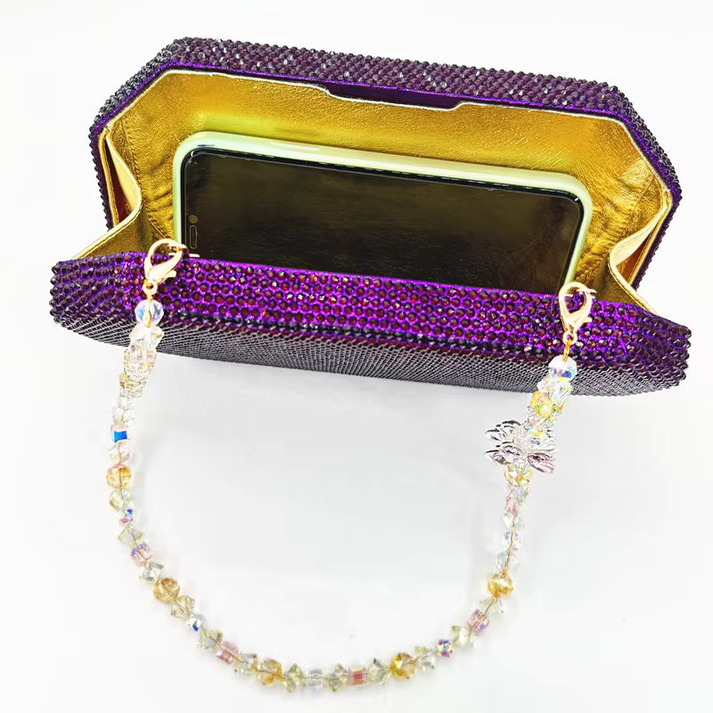 Luxury Crystal Rhinestone Butterfly Chain Wedding Party Christmas Clutch Evening Bag Mssza
