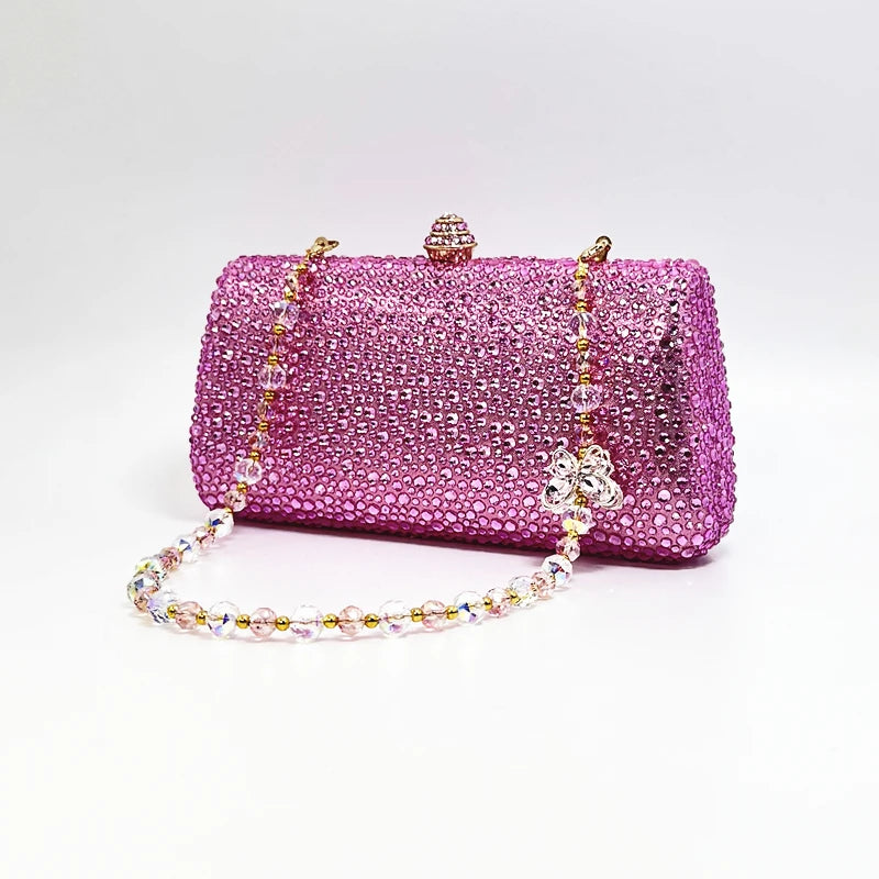 Luxury Crystal Rhinestone Butterfly Chain Wedding Party Wallet Clutch Evening Bag Mssza