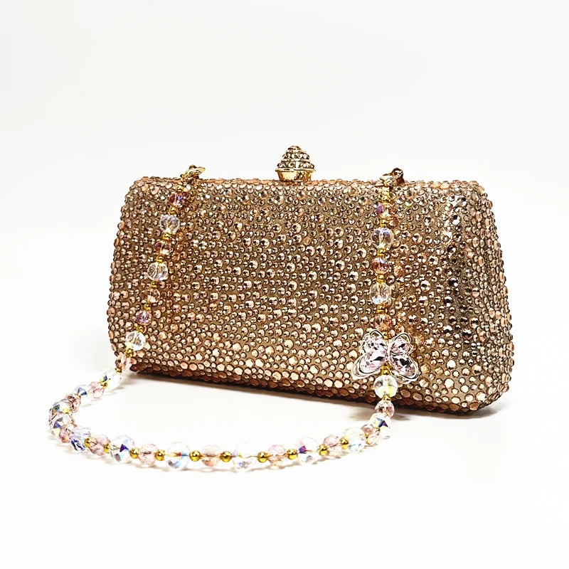 Luxury Crystal Rhinestone Butterfly Chain Wedding Party Wallet Clutch Evening Bag Mssza