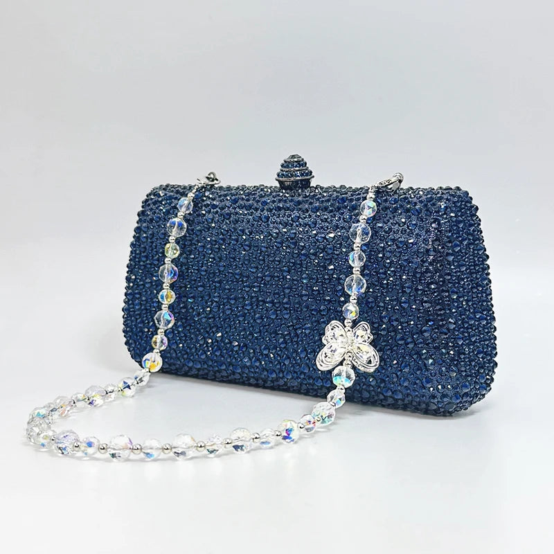 Luxury Crystal Rhinestone Butterfly Chain Wedding Party Wallet Clutch Evening Bag Mssza