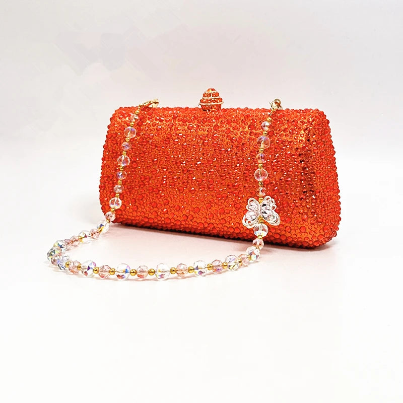Luxury Crystal Rhinestone Butterfly Chain Wedding Party Wallet Clutch Evening Bag Mssza