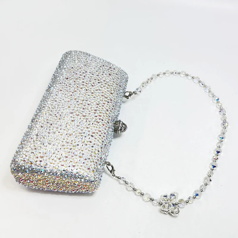 Luxury Crystal Rhinestone Butterfly Chain Wedding Party Wallet Clutch Evening Bag Mssza