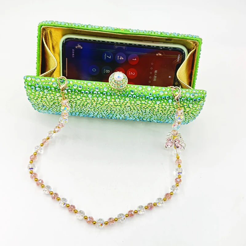 Luxury Crystal Rhinestone Butterfly Chain Wedding Party Wallet Clutch Evening Bag Mssza