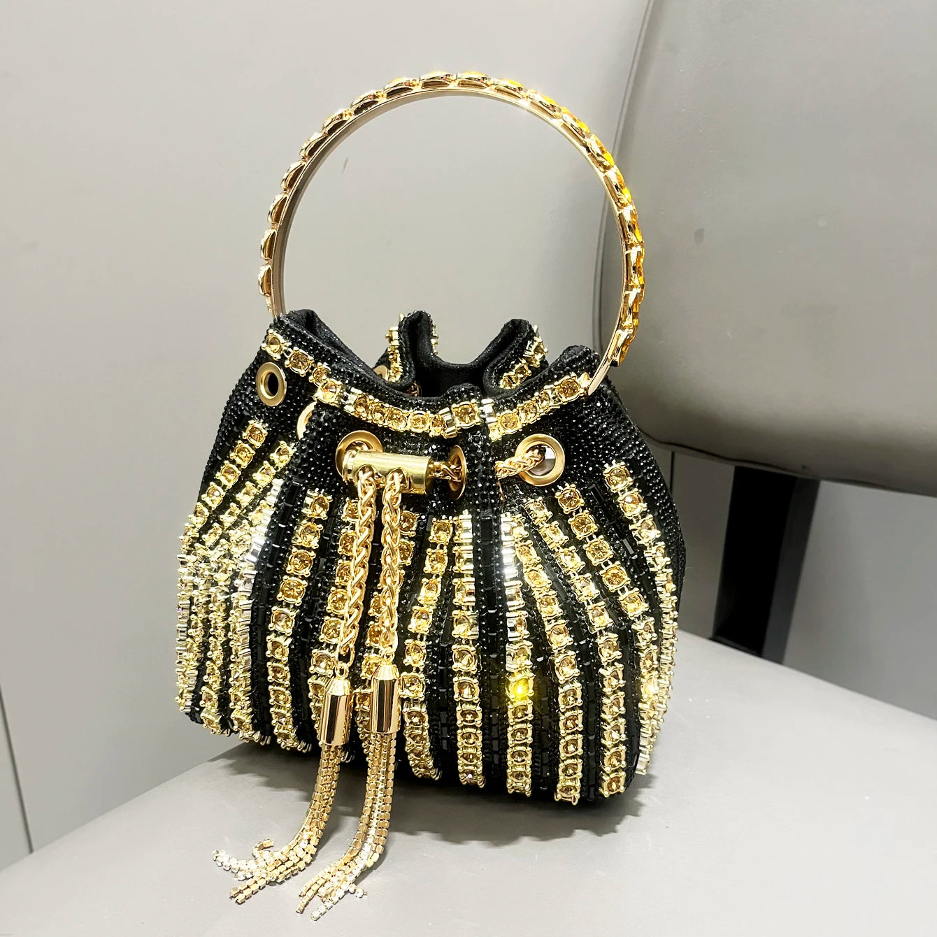 Luxury Crystal Rhinestone Designer Bucket Clutch Purse Evening Banquet Purses And Shoulder Handbags Mssza
