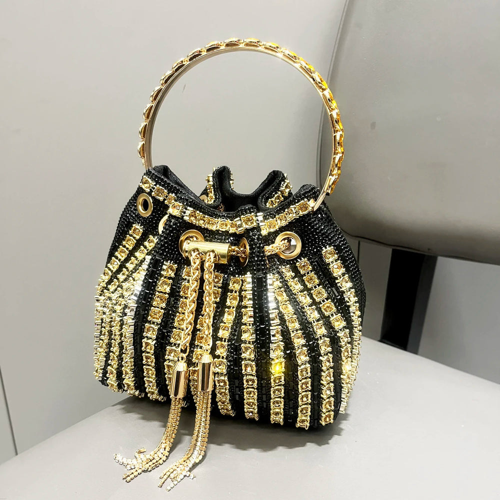 Luxury Crystal Rhinestone Designer Bucket Clutch Purse Evening Banquet Purses And Shoulder Handbags Mssza