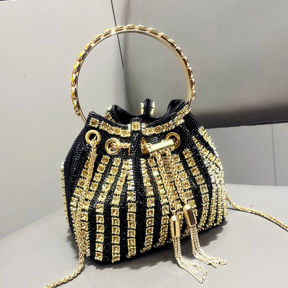 Luxury Crystal Rhinestone Designer Bucket Clutch Purse Evening Banquet Purses And Shoulder Handbags Mssza