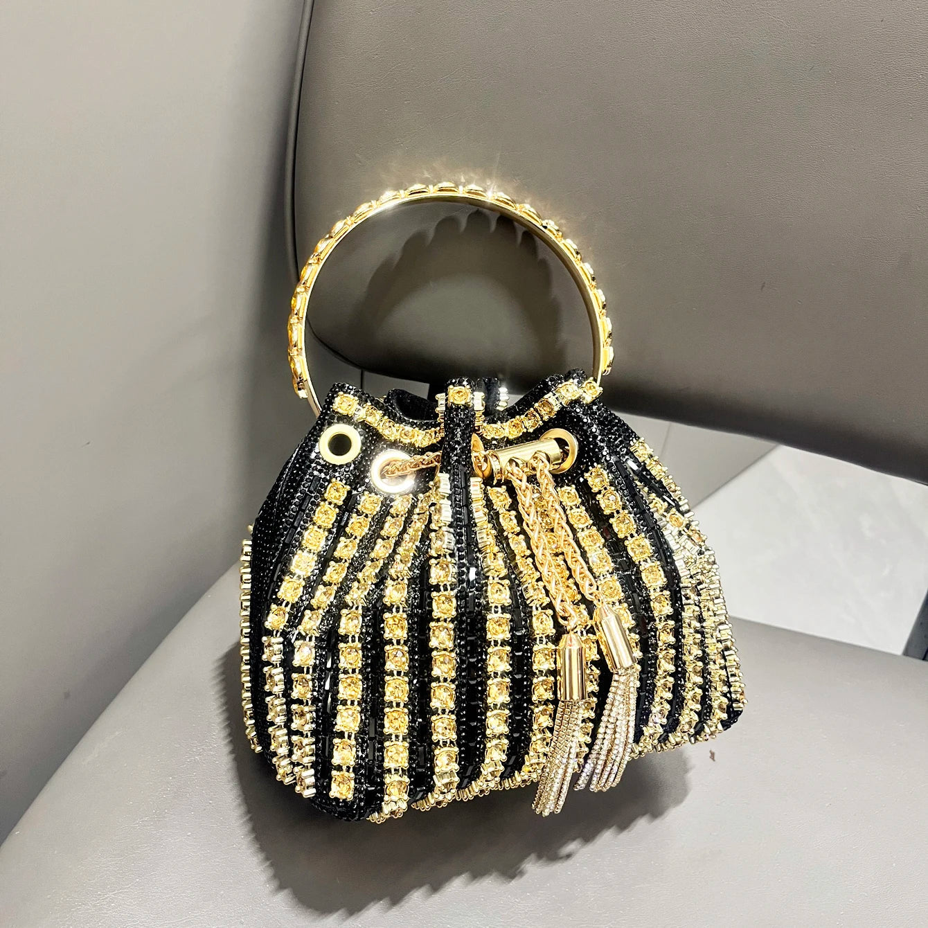 Luxury Crystal Rhinestone Designer Bucket Clutch Purse Evening Banquet Purses And Shoulder Handbags Mssza