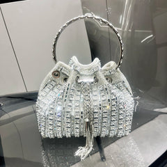 Luxury Crystal Rhinestone Designer Bucket Clutch Purse Evening Banquet Purses And Shoulder Handbags Mssza