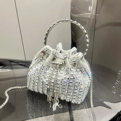 Luxury Crystal Rhinestone Designer Bucket Clutch Purse Evening Banquet Purses And Shoulder Handbags Mssza