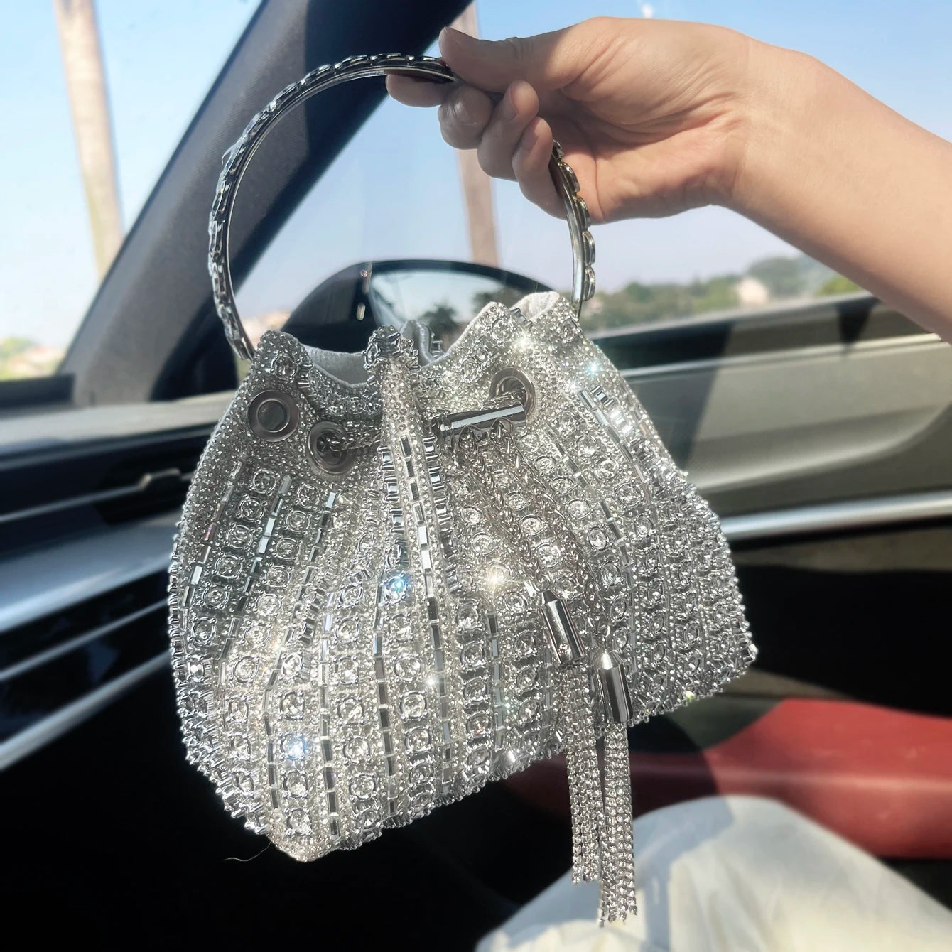 Luxury Crystal Rhinestone Designer Bucket Clutch Purse Evening Banquet Purses And Shoulder Handbags Mssza