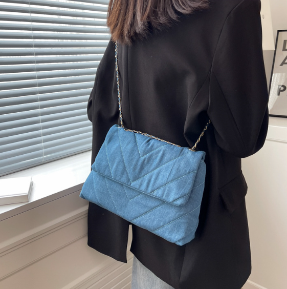 Luxury Denim Large Capacity Work Study Street Briefcase Tote Messenger Shoulder Bag Mssza
