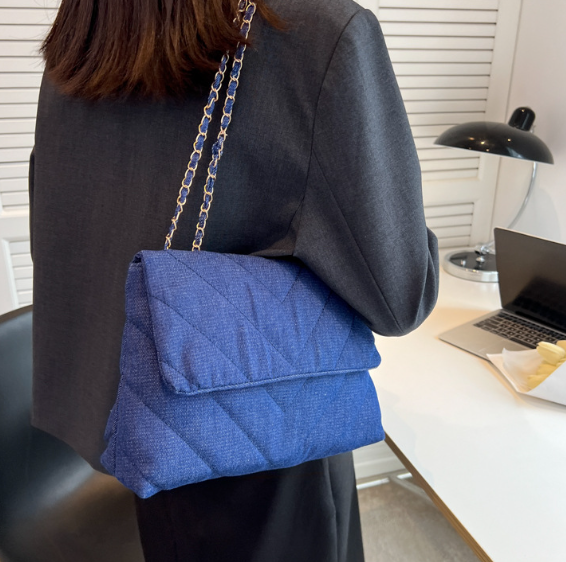 Luxury Denim Large Capacity Work Study Street Briefcase Tote Messenger Shoulder Bag Mssza