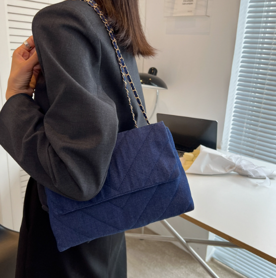 Luxury Denim Large Capacity Work Study Street Briefcase Tote Messenger Shoulder Bag Mssza