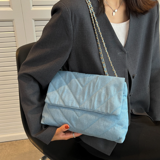 Luxury Denim Large Capacity Work Study Street Briefcase Tote Messenger Shoulder Bag Mssza