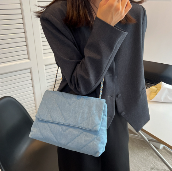 Luxury Denim Large Capacity Work Study Street Briefcase Tote Messenger Shoulder Bag Mssza