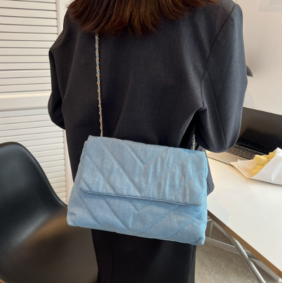 Luxury Denim Large Capacity Work Study Street Briefcase Tote Messenger Shoulder Bag Mssza